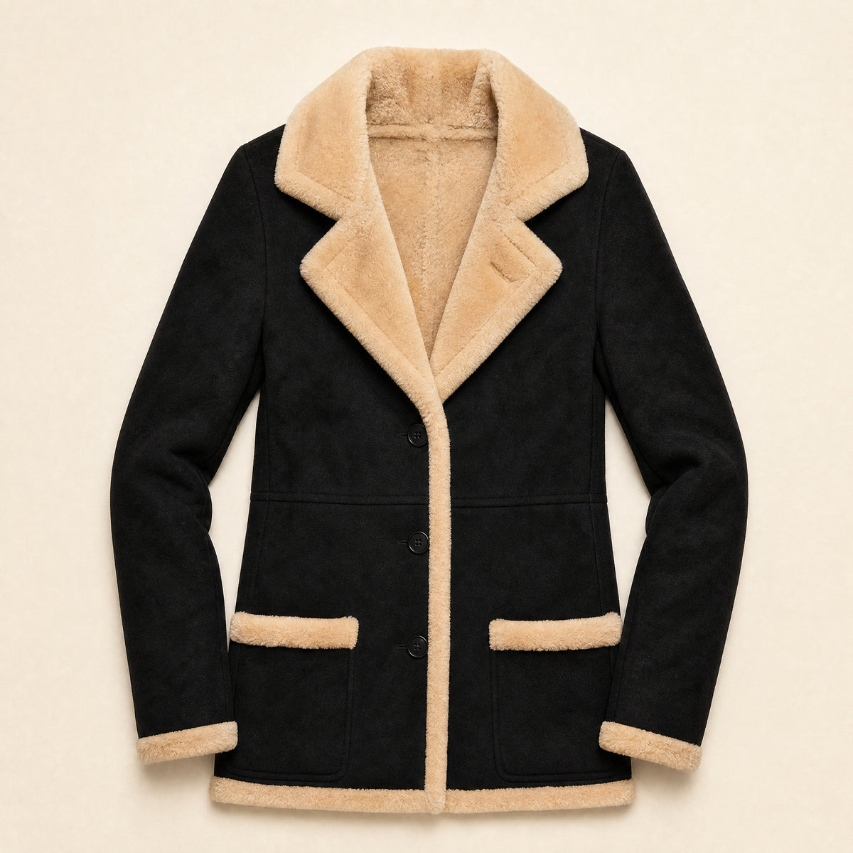 Abyss Suede Shearling Jacket in Black