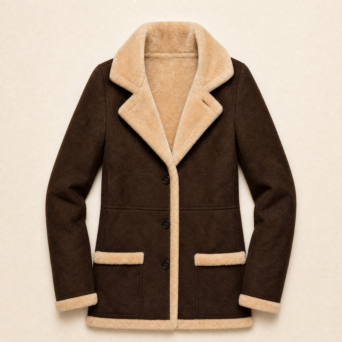 Abyss Suede Shearling Jacket in Coffee