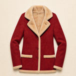 Abyss Suede Shearling Jacket in Red