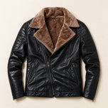 Adit Leather Shearling Jacket in Black