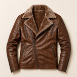 Adit Leather Shearling Jacket in Coffee