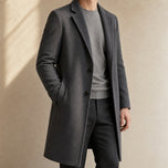 Agate Long Single-Breasted Overcoat in Dark Gray