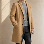 Agate Long Single-Breasted Overcoat in Khaki