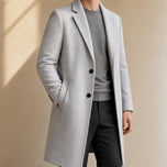 Agate Long Single-Breasted Overcoat in Light Gray