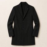 Alpine Stand-Collar Overcoat in Black