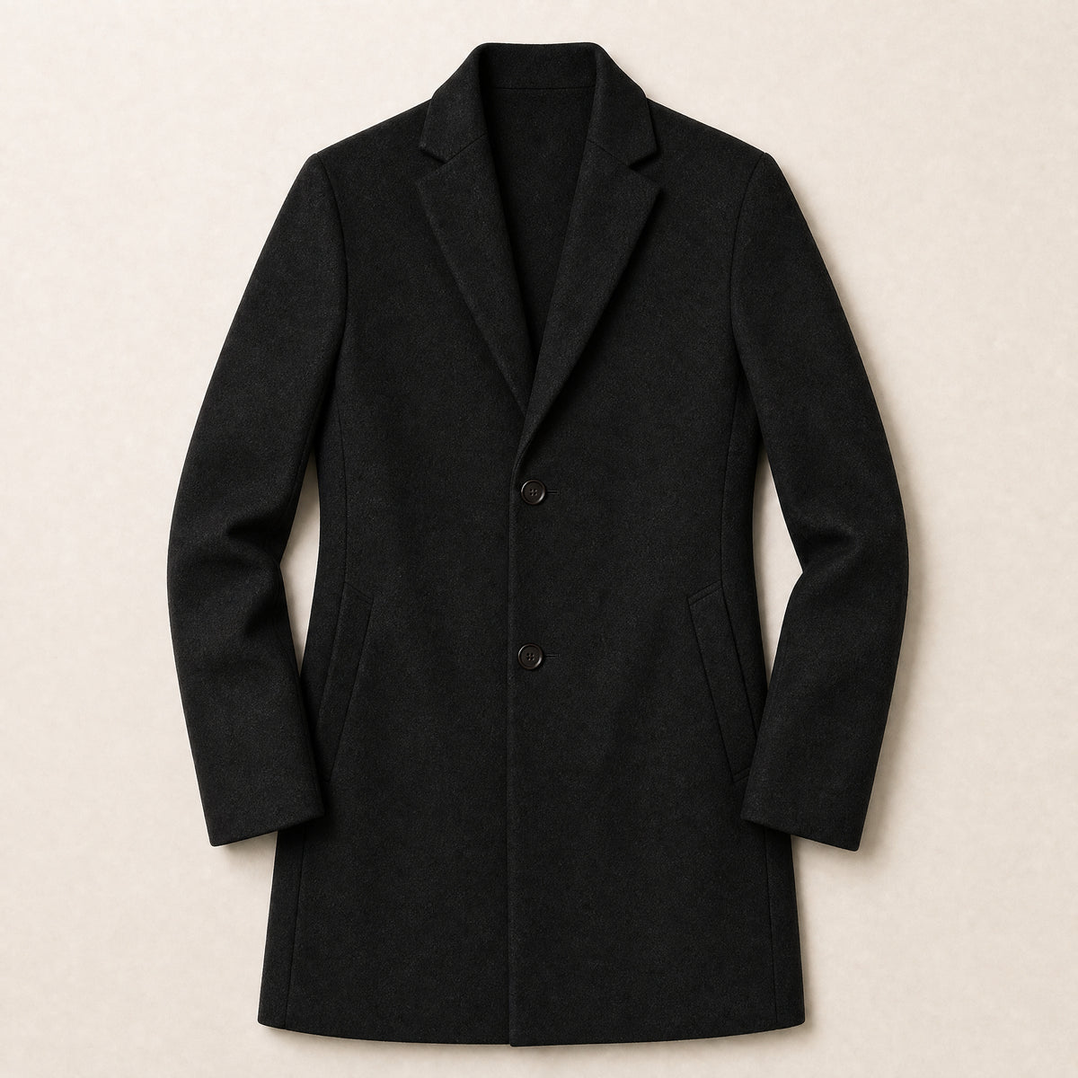 Alpine Stand-Collar Overcoat in Black