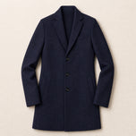 Alpine Stand-Collar Overcoat in Navy Blue