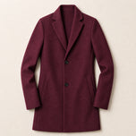 Alpine Stand-Collar Overcoat in Wine Red