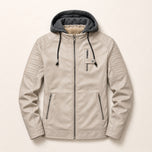 Arbor Fleece-Lined Leather Jacket in Gray