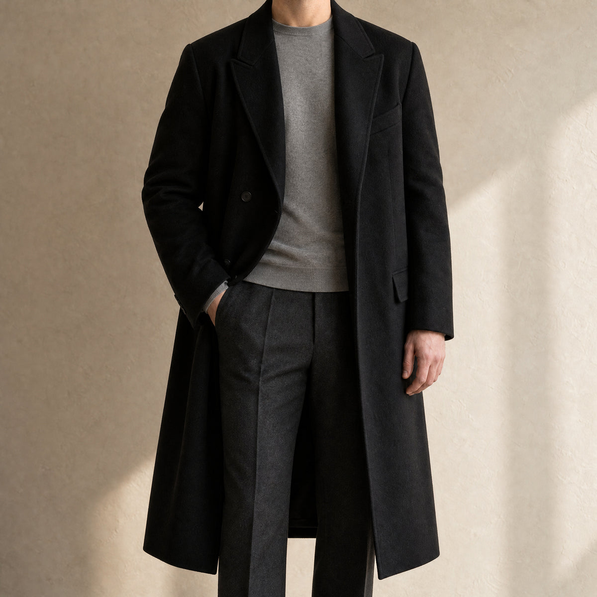 Bark Classic Overcoat in Black