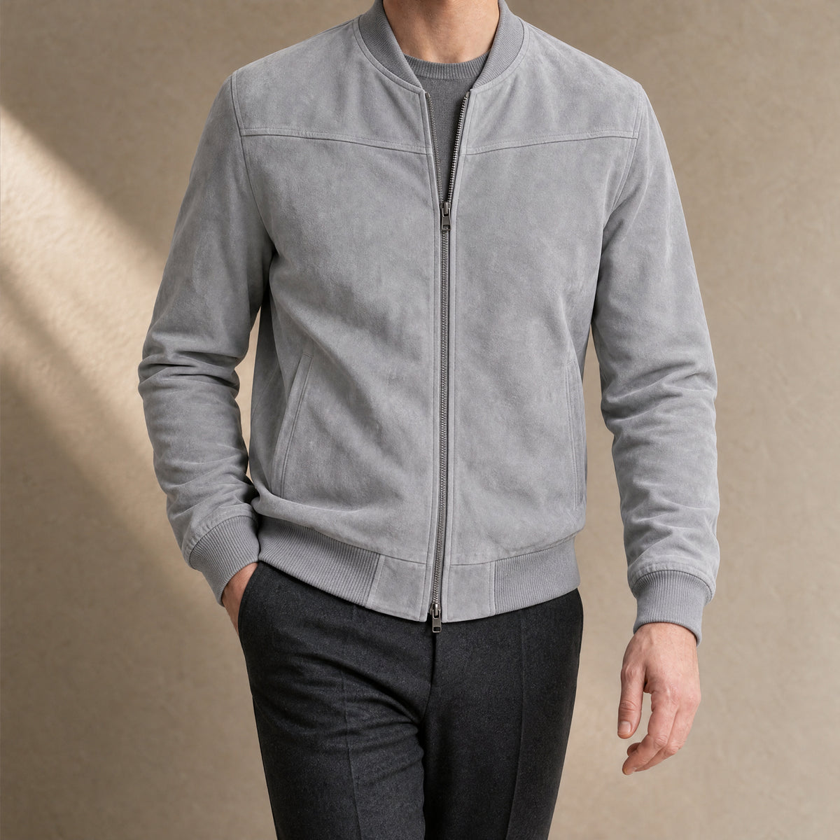 Berg Everyday Bomber Jacket in Light Gray