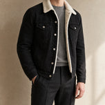 Bluff Sherpa-Lined Denim Jacket in Black