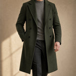 Bough Long Double-Breasted Overcoat in Army Green