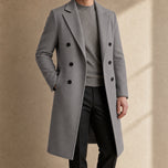 Bough Long Double-Breasted Overcoat in Gray
