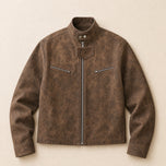 Brake Stand-Collar Flight Jacket in Brown
