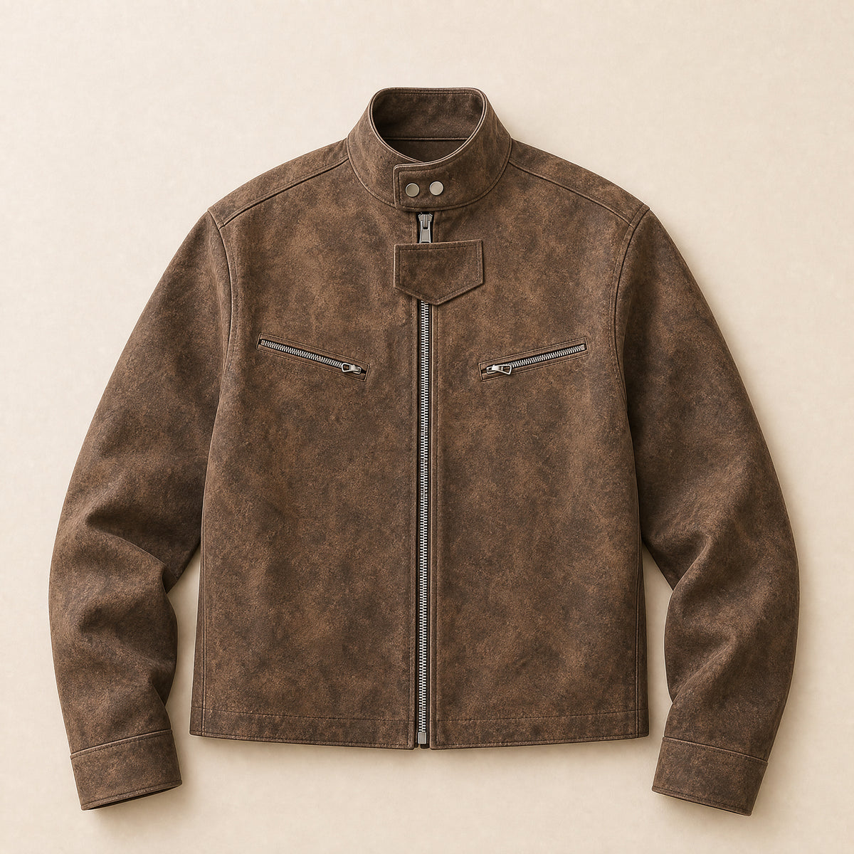 Brake Stand-Collar Flight Jacket in Brown