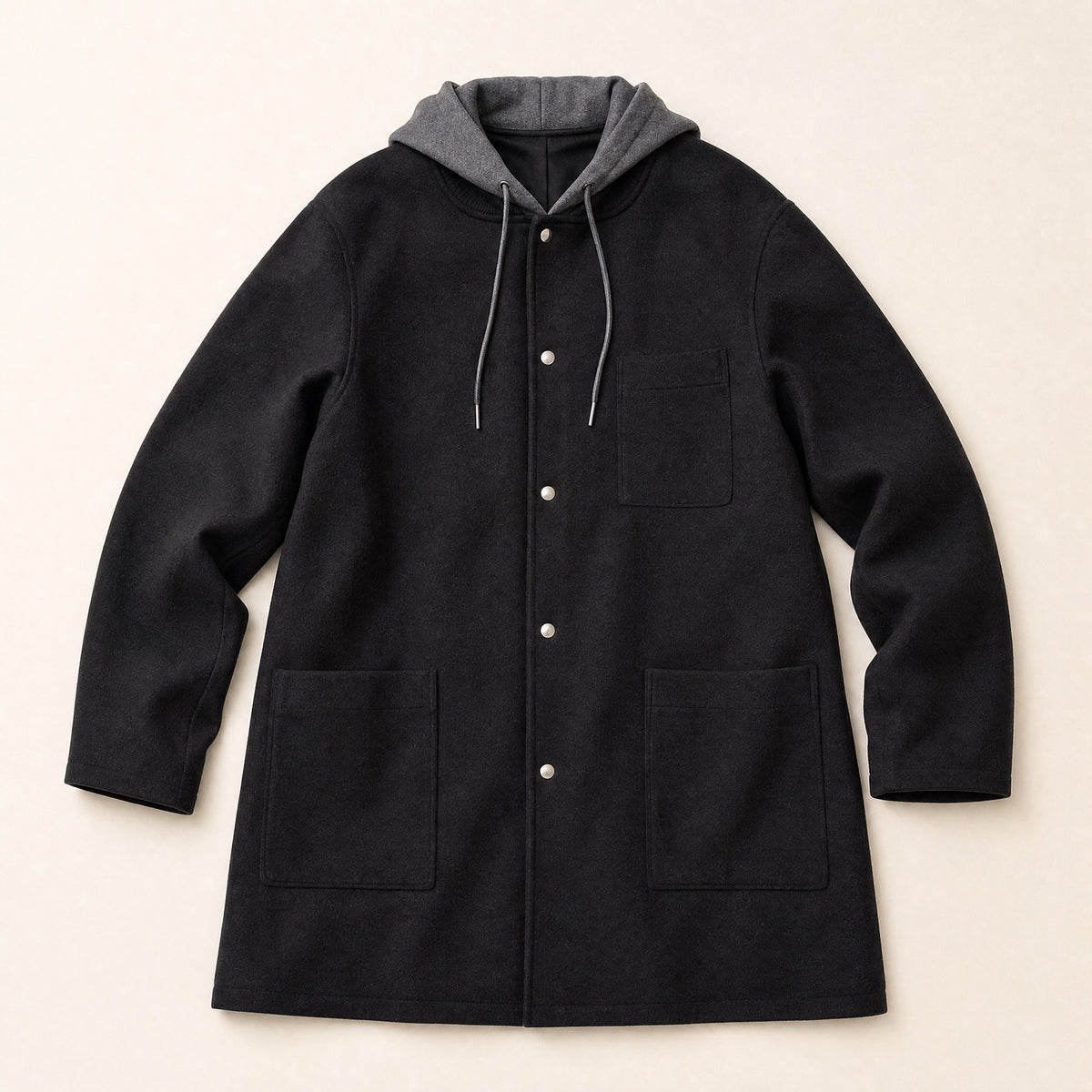 Bramble Hooded Overcoat in Black