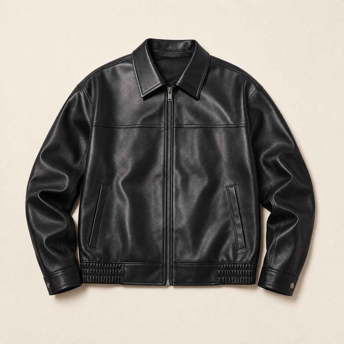 Breeze Leather Moto Jacket in Black