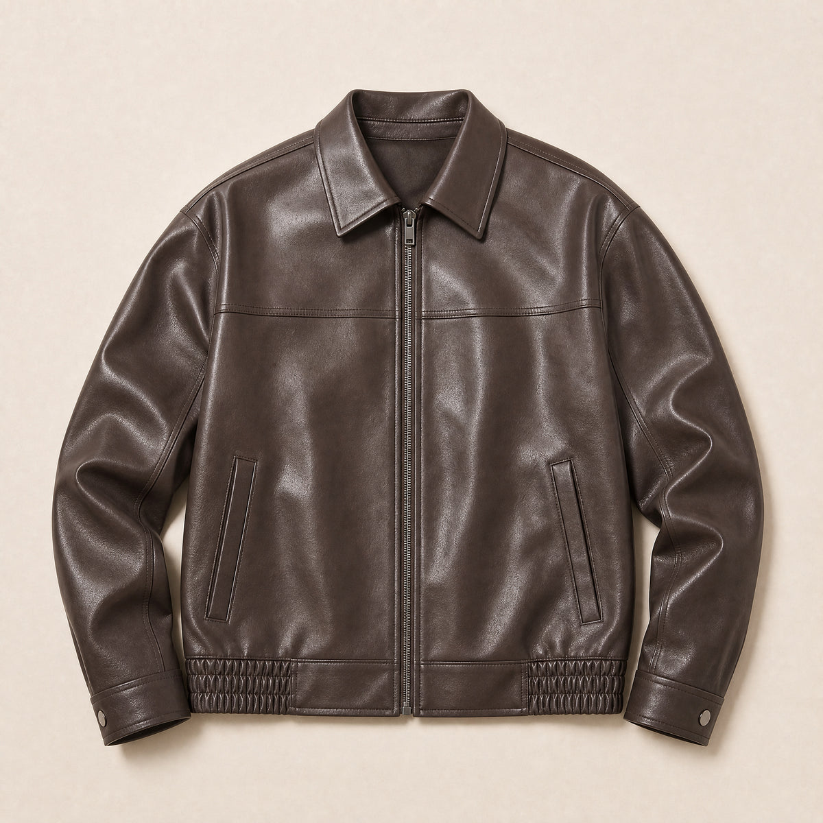 Breeze Leather Moto Jacket in Brown