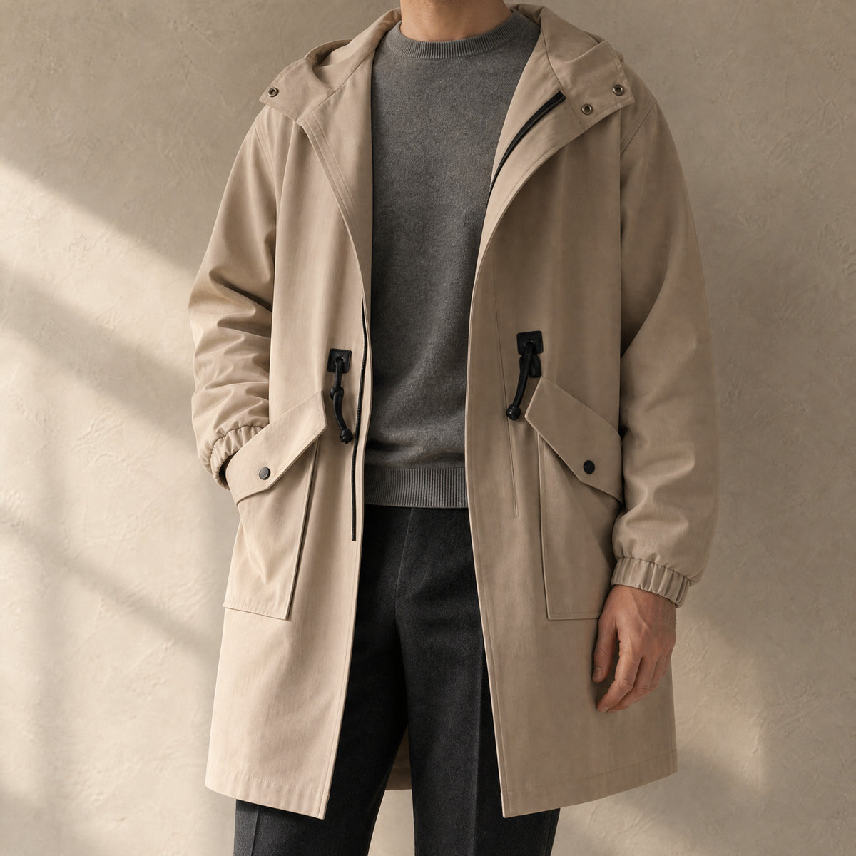 Brume Mid-Length Parka in Khaki
