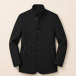 Cairn Stand-Collar Wool-Blend Coat in Black
