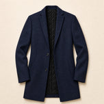 Cascade Wool-Blend Overcoat in Navy Blue