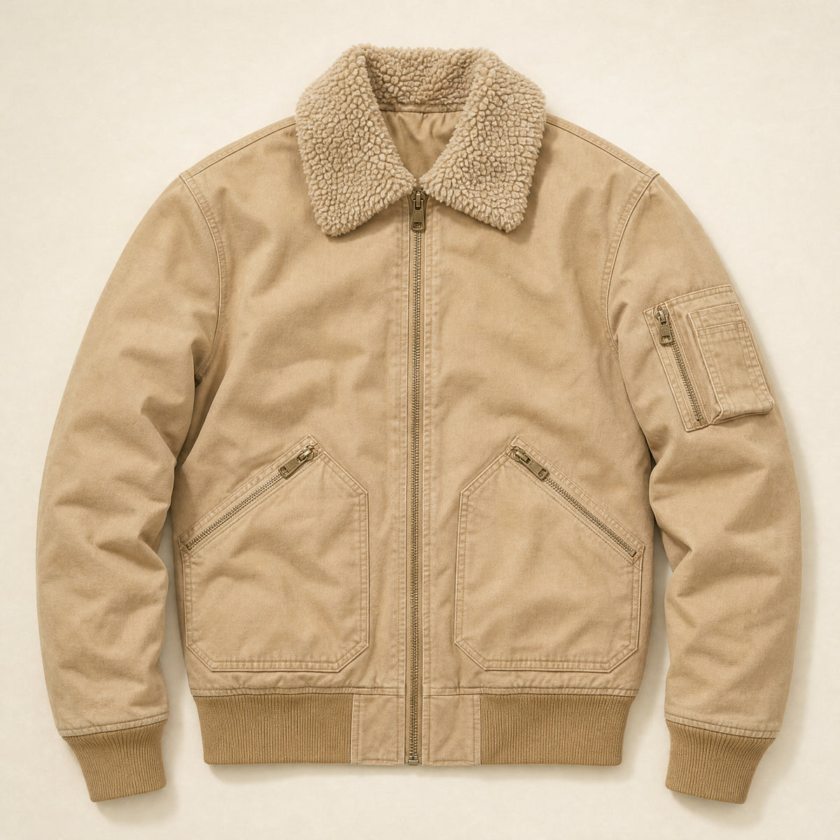 Cataract Sherpa-Lined Bomber Jacket in Khaki