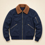 Cataract Sherpa-Lined Bomber Jacket in Navy