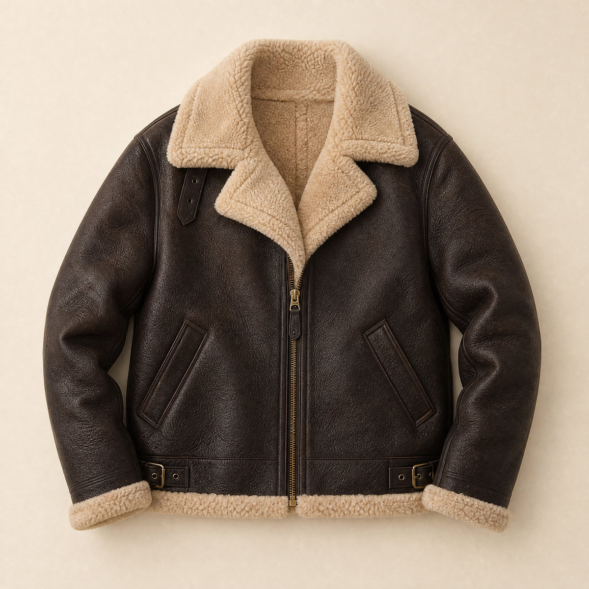 Cedar Faux-Shearling Aviator Jacket in Brown