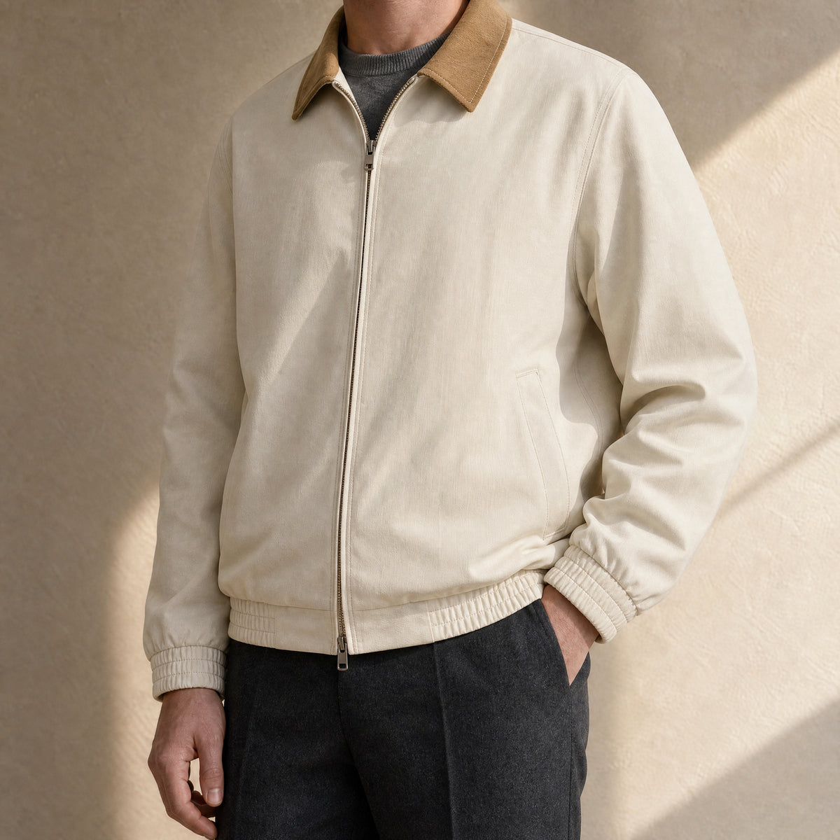 Chalk Classic Bomber Jacket in Apricot