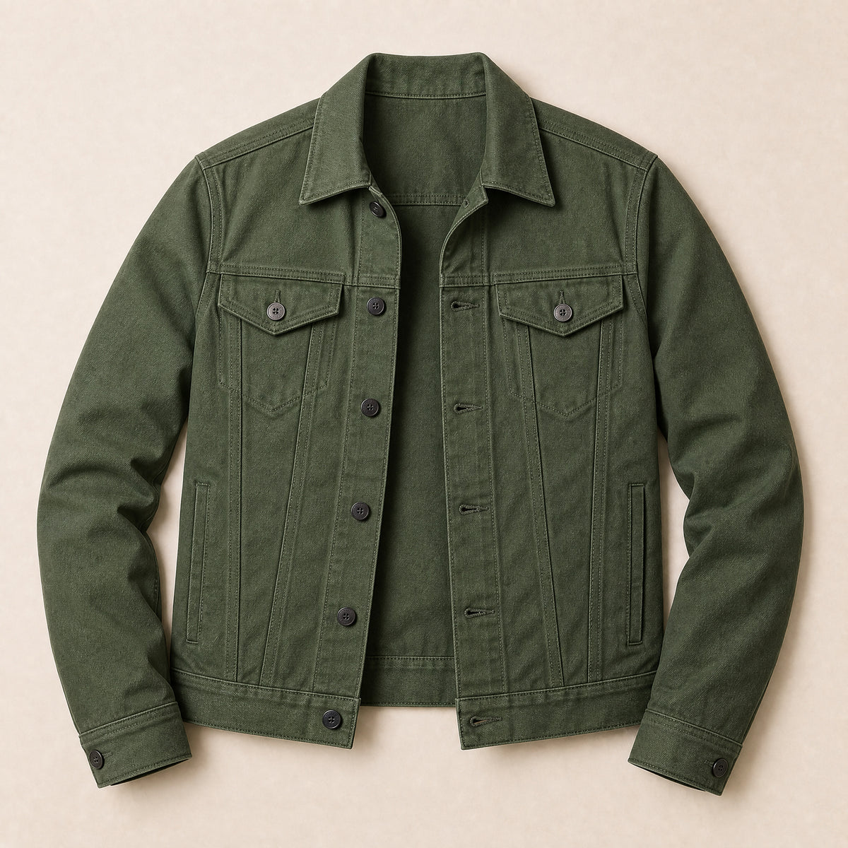 Chinook Cotton Trucker Jacket in Army Green