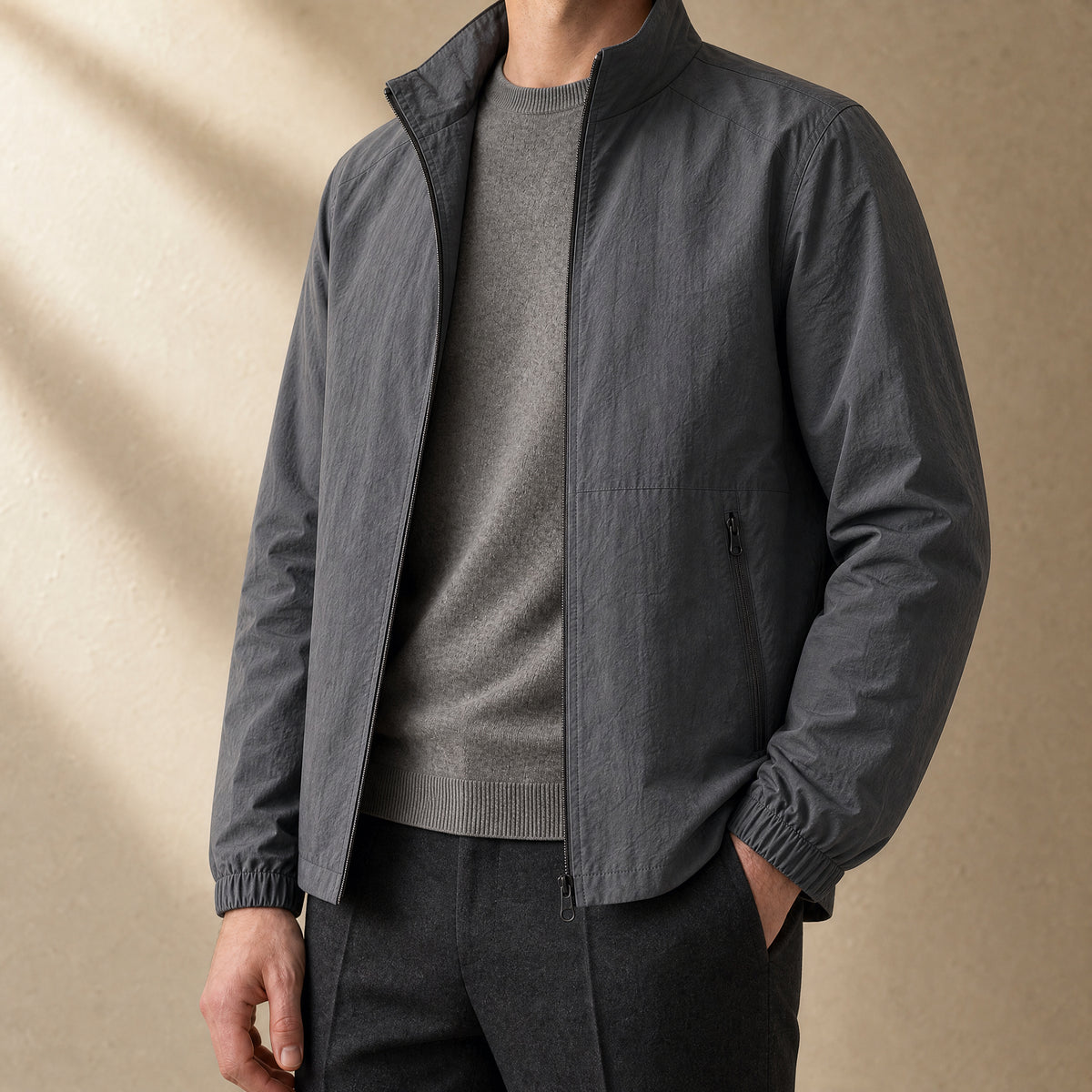 Cinder Lightweight Windbreaker Jacket in Gray
