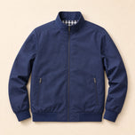 Clearing Stand-Collar Bomber Jacket in Dark Blue