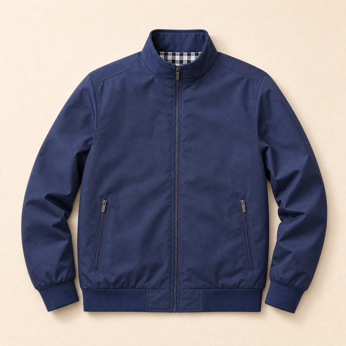 Clearing Stand-Collar Bomber Jacket in Dark Blue