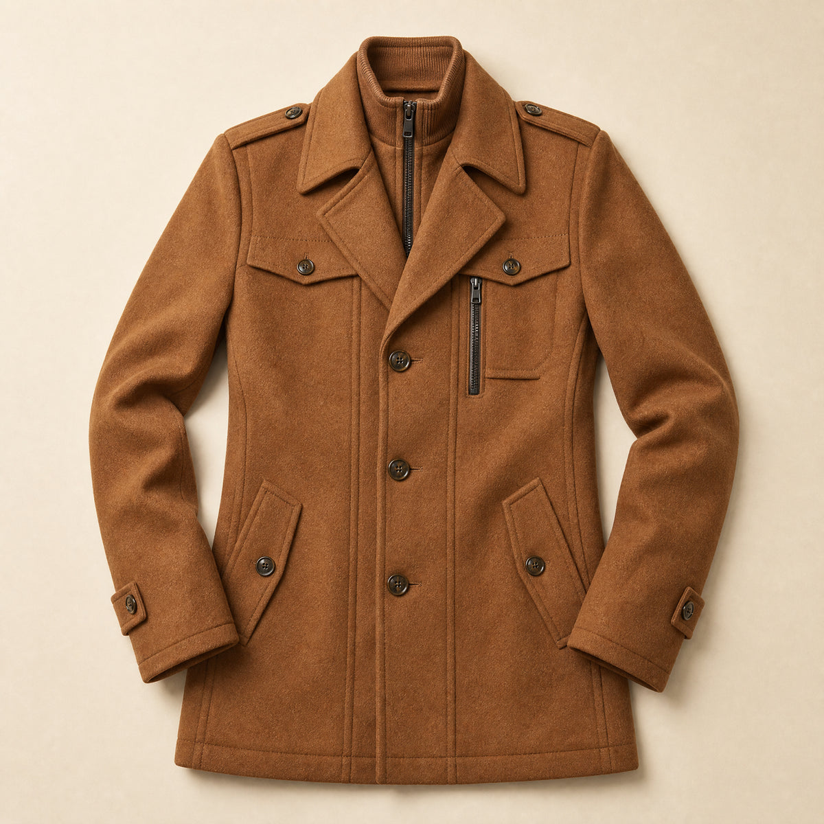Cloudberry Wool-Blend Overcoat in Khaki