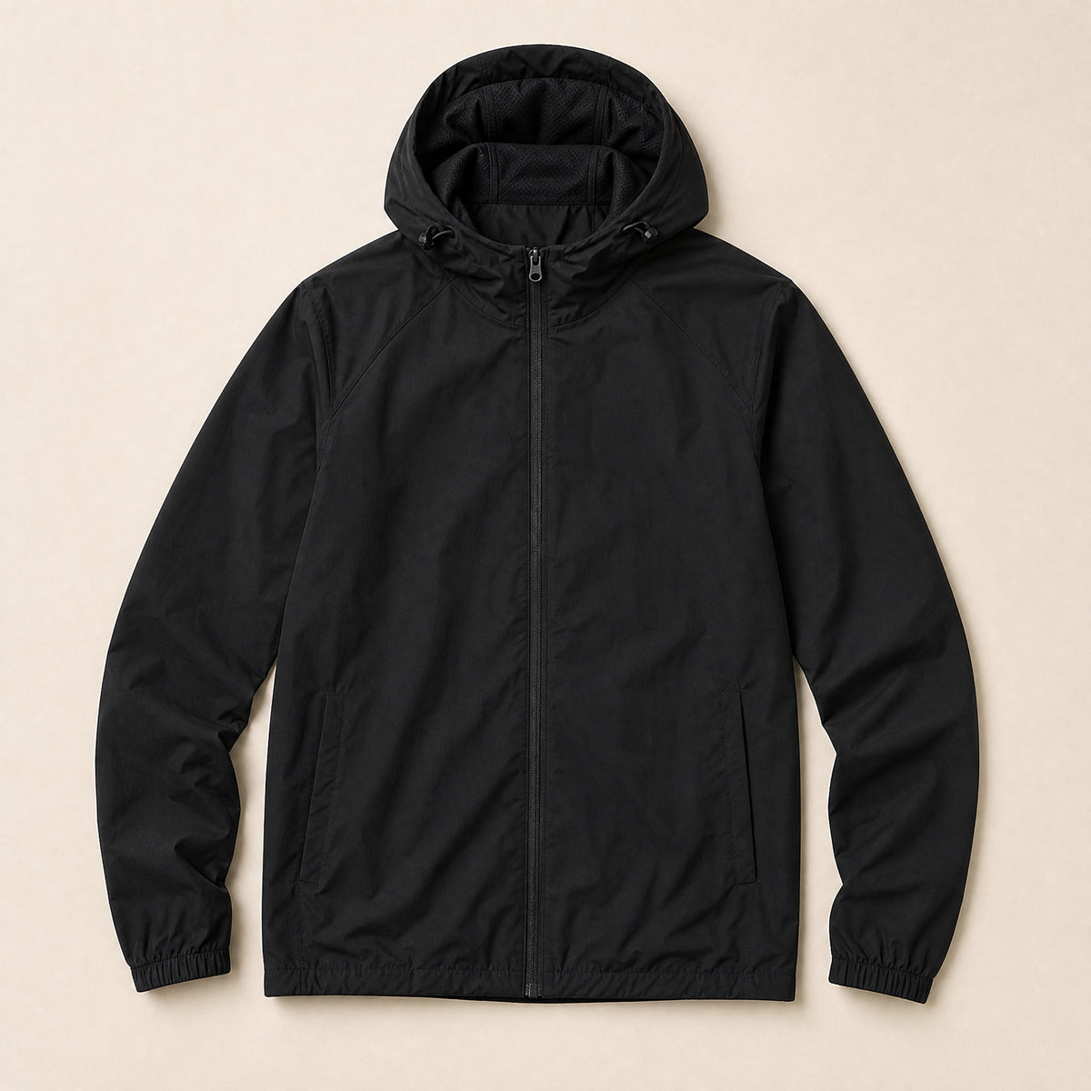 Clover Hooded Windbreaker Jacket in Black