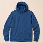 Clover Hooded Windbreaker Jacket in Denim Blue