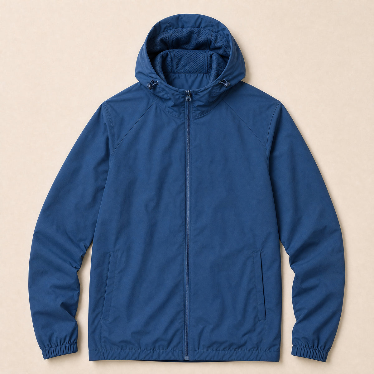 Clover Hooded Windbreaker Jacket in Denim Blue