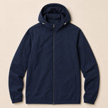 Clover Hooded Windbreaker Jacket in Navy Blue