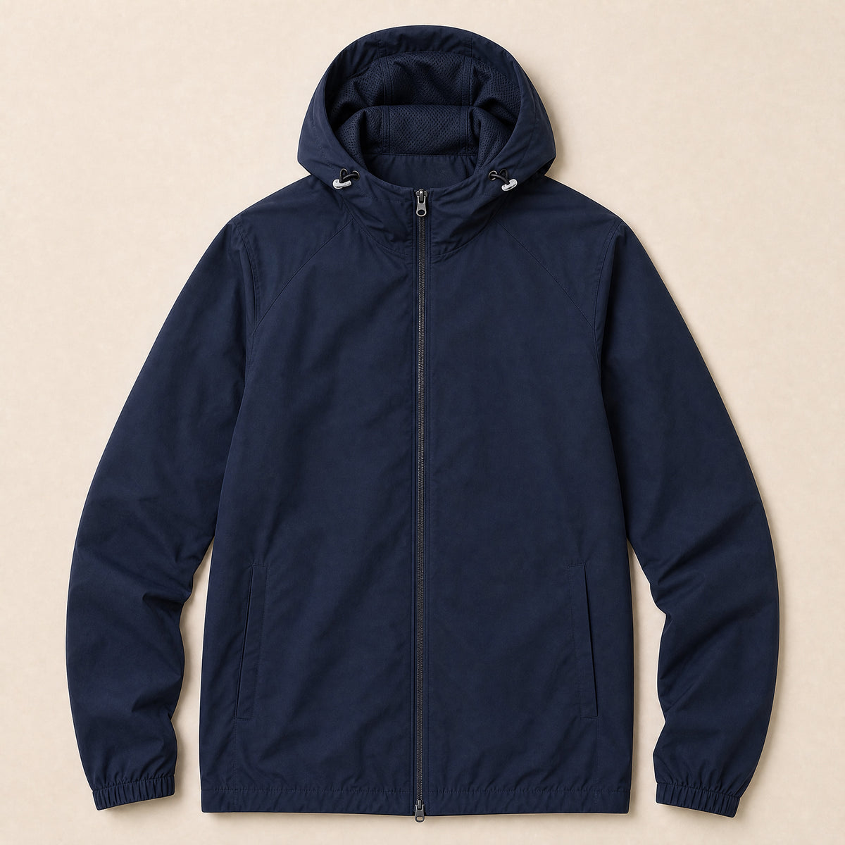 Clover Hooded Windbreaker Jacket in Navy Blue
