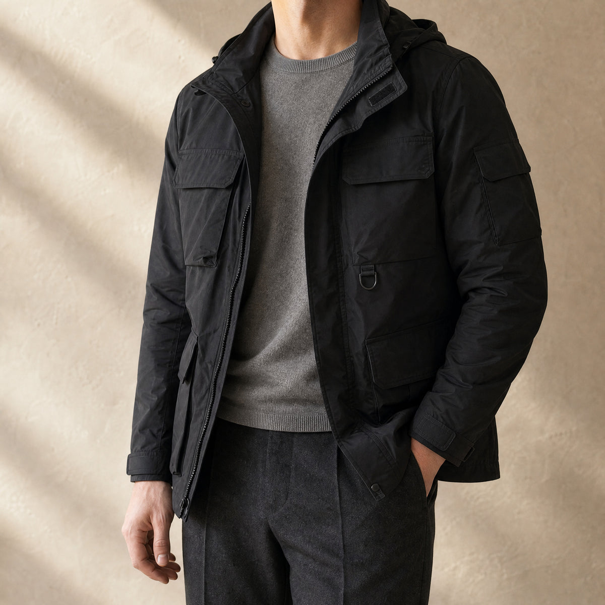Coastline Utility Field Jacket in Black