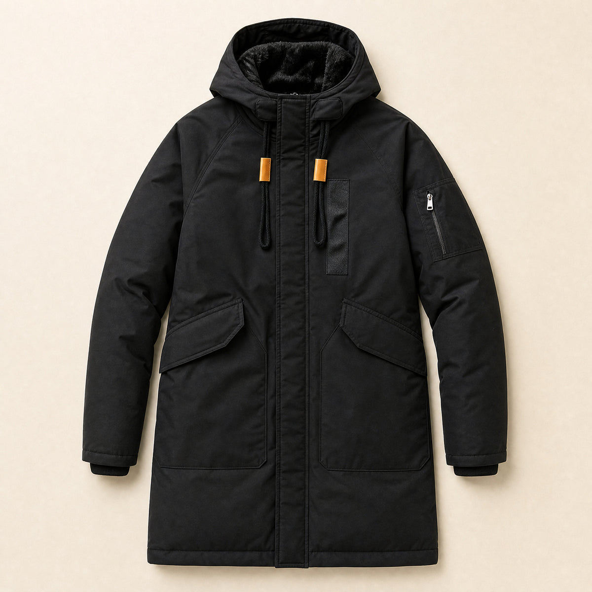 Coldwater Long Hooded Parka in Black