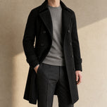 Combe Double-Breasted Topcoat in Black
