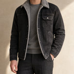 Coombe Fleece-Lined Denim Jacket in Black