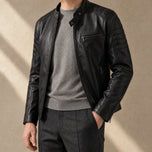Coppice Stand-Collar Moto Jacket in Black