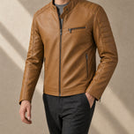 Coppice Stand-Collar Moto Jacket in Khaki