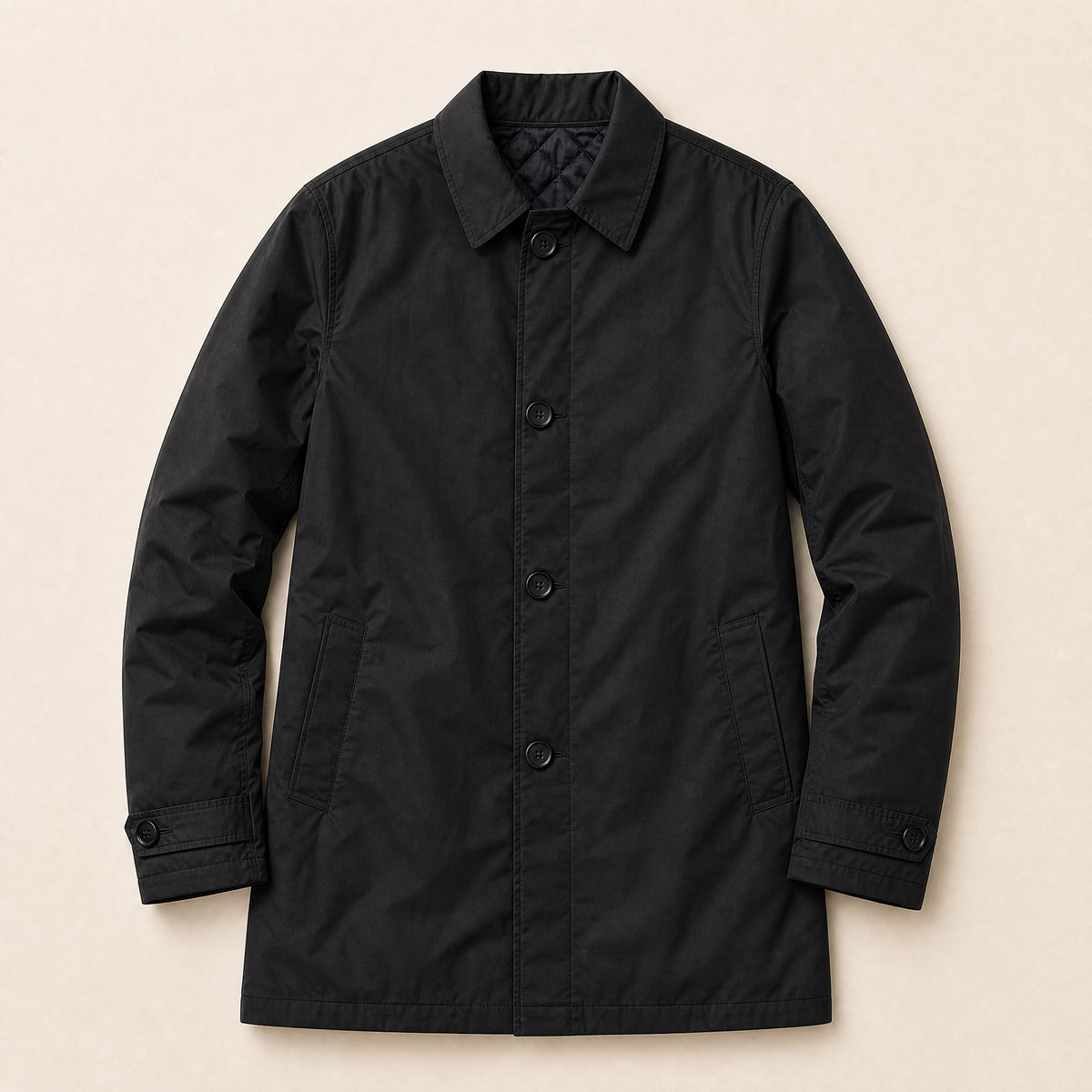 Copse Insulated Mac Coat in Black