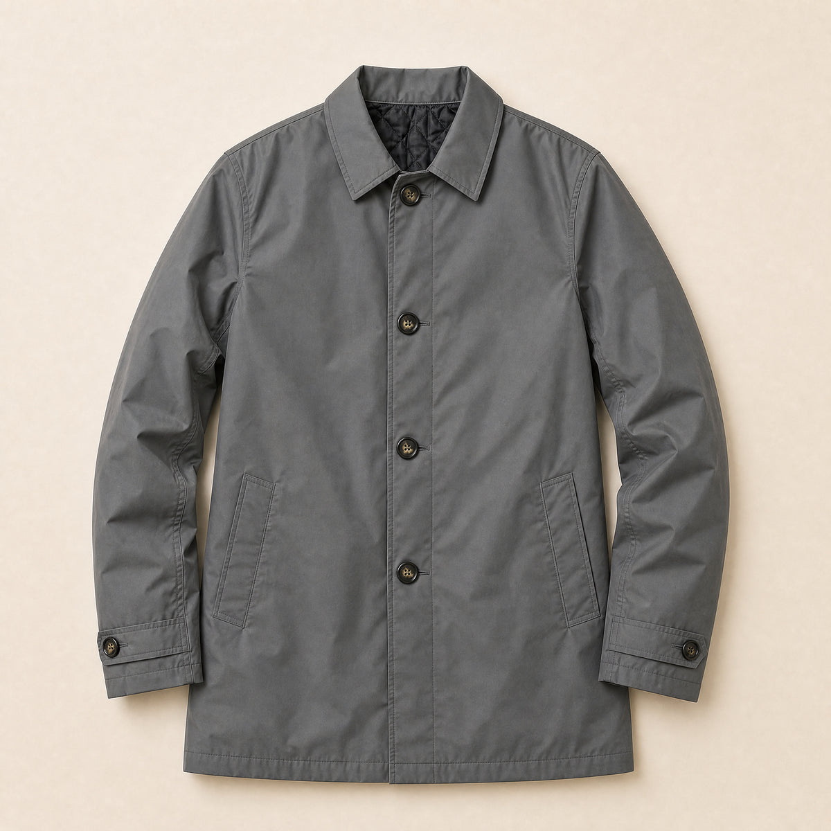 Copse Insulated Mac Coat in Dark Gray
