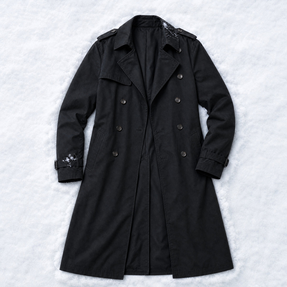 Crosswind Long Trench Coat in Black