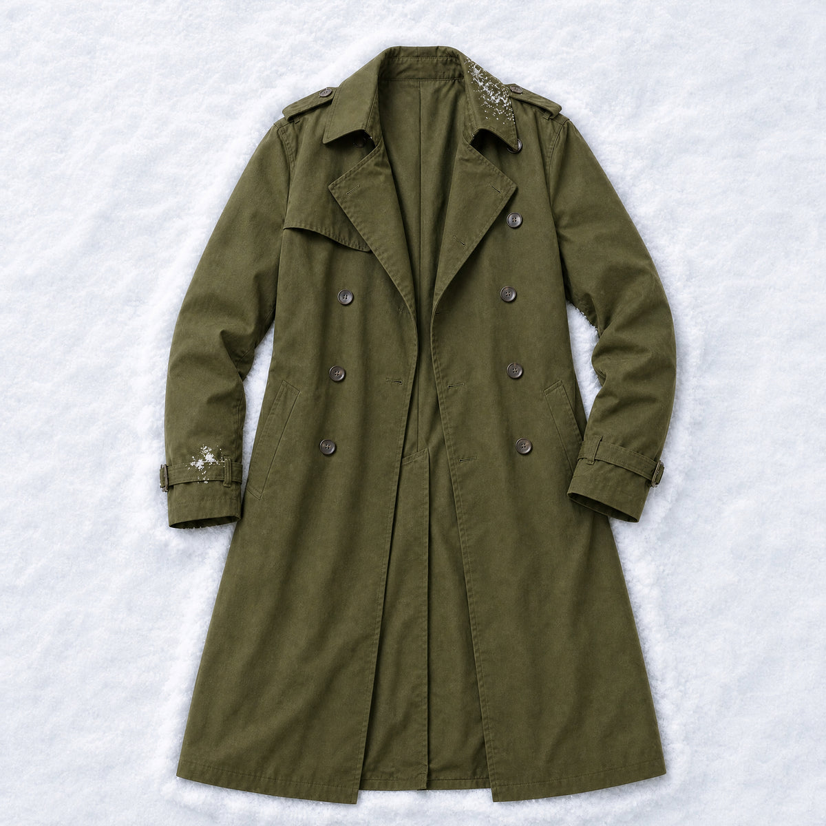 Crosswind Long Trench Coat in Green